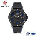 2016 New Design Genuine Leather Carbon Fiber Watch